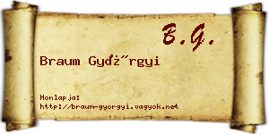 Braum Györgyi névjegykártya